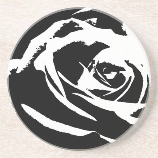 Achtergestelde Roos Art Zandsteen Onderzetter (Voorkant)