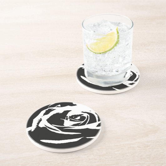 Achtergestelde Roos Art Zandsteen Onderzetter (Zijkant)