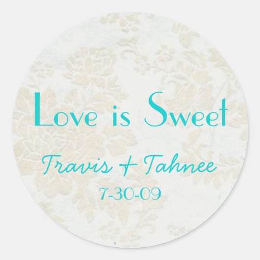 achtergrond1, Travis & Tahnee, 7-30-09, Liefde is Ronde Sticker (Voorkant)