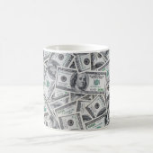 Achtergrond 100 dollarbiljetten. koffiemok (Center)