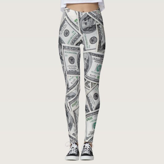 Achtergrond 100 dollarbiljetten. leggings (Voorkant)