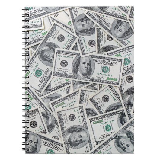 Achtergrond 100 dollarbiljetten. notitieboek (Voorkant)
