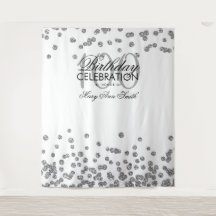 Achtergrond 100e verjaardag Zilver Wit Confetti