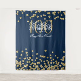 Achtergrond 100ste verjaardag Goud Navyblauw Confe Wandkleed
