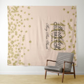 Achtergrond 100ste verjaardag Goud Roze Confetti Wandkleed (In Situ (horizontaal))