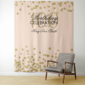 Achtergrond 100ste verjaardag Goud Roze Confetti Wandkleed (In situ)