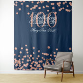 Achtergrond 100ste verjaardag Rose Goud Navy Confe Wandkleed (In situ)