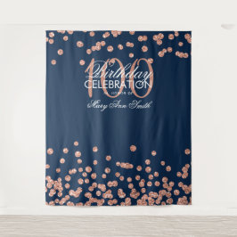 Achtergrond 100ste verjaardag Rose Goud Navy Confe Wandkleed