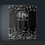 Achtergrond 18e Verjaardag Zilver Zwart Confetti Wandkleed<br><div class="desc">Elegante 18e Verjaardagsfeest "Fotohokje Achtergrond" Zilver Zwart Glitter Confetti .</div>