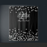Achtergrond 21e Verjaardag Zilver Zwart Confetti Wandkleed<br><div class="desc">Elegante 21e Verjaardagsfeest "Fotohokje Achtergrond" Zilver Zwart Glitter Confetti .</div>