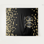 Achtergrond 30e verjaardag Gold Black Confetti Wandkleed (Voorkant (horizontaal))