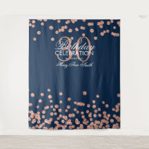 Achtergrond 30e verjaardag Rose Goud Navy Confetti