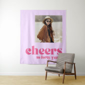 Achtergrond 40e verjaardag gejuich, retro paarse wandkleed (In situ)