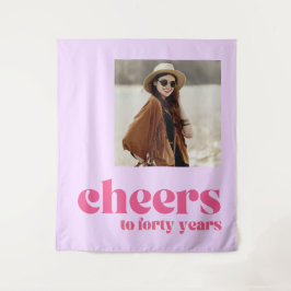 Achtergrond 40e verjaardag gejuich, retro paarse wandkleed