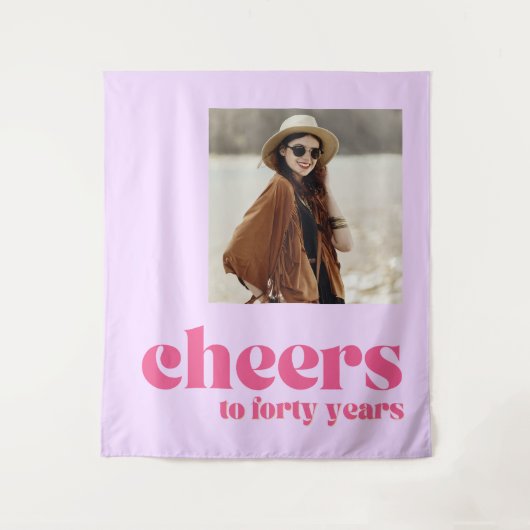 Achtergrond 40e verjaardag gejuich, retro paarse wandkleed (Voorkant)