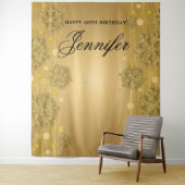 Achtergrond 40e verjaardag Gold Winter Glitter Wandkleed (In situ)