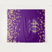Achtergrond 40e verjaardag Goud Paars Confetti Wandkleed (Voorkant (horizontaal))