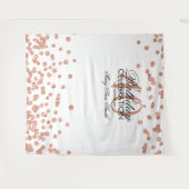 Achtergrond 40e verjaardag Roze Goud Witte Confett Wandkleed (Voorkant (horizontaal))