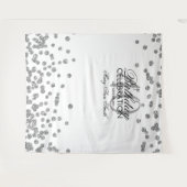 Achtergrond 40e verjaardag zilver wit confetti wandkleed (Voorkant (horizontaal))