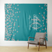 Achtergrond 40e verjaardag Zilveren Turquoise Conf Wandkleed (In Situ (horizontaal))