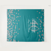 Achtergrond 40e verjaardag Zilveren Turquoise Conf Wandkleed (Voorkant (horizontaal))