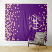 Achtergrond 50e verjaardag Roze goud Paarse Confet Wandkleed (In Situ (horizontaal))