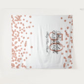 Achtergrond 50e verjaardag roze goud witte confett wandkleed (Voorkant (horizontaal))