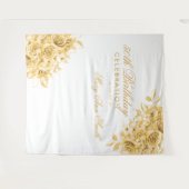 Achtergrond 50e verjaardag van Floral Gold & White Wandkleed (Voorkant (horizontaal))