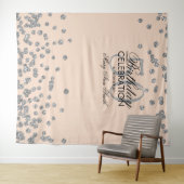 Achtergrond 50e verjaardag Zilver Roze Confetti Wandkleed (In Situ (horizontaal))