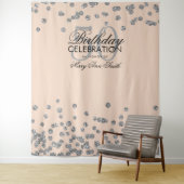Achtergrond 50e verjaardag Zilver Roze Confetti Wandkleed (In situ)