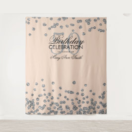 Achtergrond 50e verjaardag Zilver Roze Confetti Wandkleed