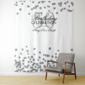 Achtergrond 50e Verjaardag Zilver Wit Confetti Wandkleed (In situ)