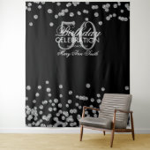 Achtergrond 50e verjaardag Zilver Zwart Confetti Wandkleed (In situ)