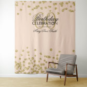 Achtergrond 60e verjaardag goud roze confetti wandkleed (In situ)
