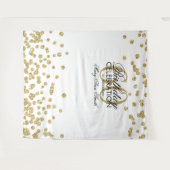 Achtergrond 60e verjaardag Goud Wit Confetti Wandkleed (Voorkant (horizontaal))