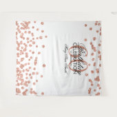 Achtergrond 60e verjaardag Rose Goud Wit Confetti Wandkleed (Voorkant (horizontaal))
