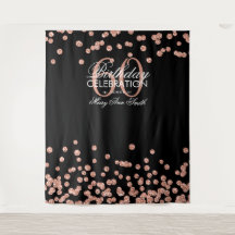 Achtergrond 60e verjaardag Roze Goud Zwart Confett