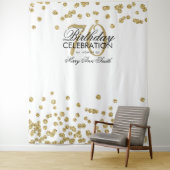 Achtergrond 70e verjaardag Goud Wit Confetti Wandkleed (In situ)
