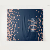 Achtergrond 70e verjaardag Rose Goud Navy Confetti Wandkleed (Voorkant (horizontaal))