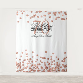 Achtergrond 70e verjaardag Roze Goud Wit Confetti Wandkleed