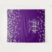 Achtergrond 70ste verjaardag zilver paars confetti wandkleed (Voorkant (horizontaal))