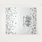 Achtergrond 70ste verjaardag zilver wit confetti wandkleed (Voorkant (horizontaal))