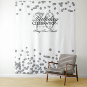 Achtergrond 70ste verjaardag zilver wit confetti wandkleed (In situ)