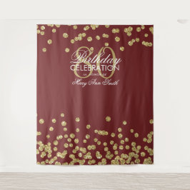 Achtergrond 80ste verjaardag goud burgundy confett wandkleed