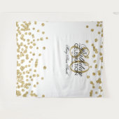 Achtergrond 80ste verjaardag Goud Wit Confetti Wandkleed (Voorkant (horizontaal))