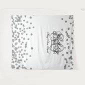 Achtergrond 80ste verjaardag Zilver Wit Confetti Wandkleed (Voorkant (horizontaal))