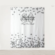 Achtergrond 80ste verjaardag Zilver Wit Confetti