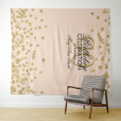 Achtergrond 90ste verjaardag Goud Blush Confetti Wandkleed (In Situ (horizontaal))