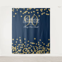 Achtergrond 90ste verjaardag Goud Navy Blauwe Conf