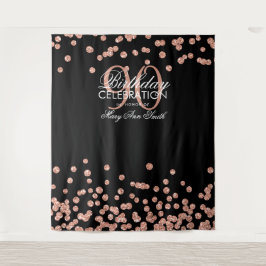Achtergrond 90ste verjaardag Roze Goud Zwart Confe Wandkleed